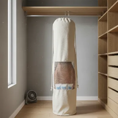 Proper storage for a leather golf bag to prevent mold growth, emphasizing ventilation and breathable covers.